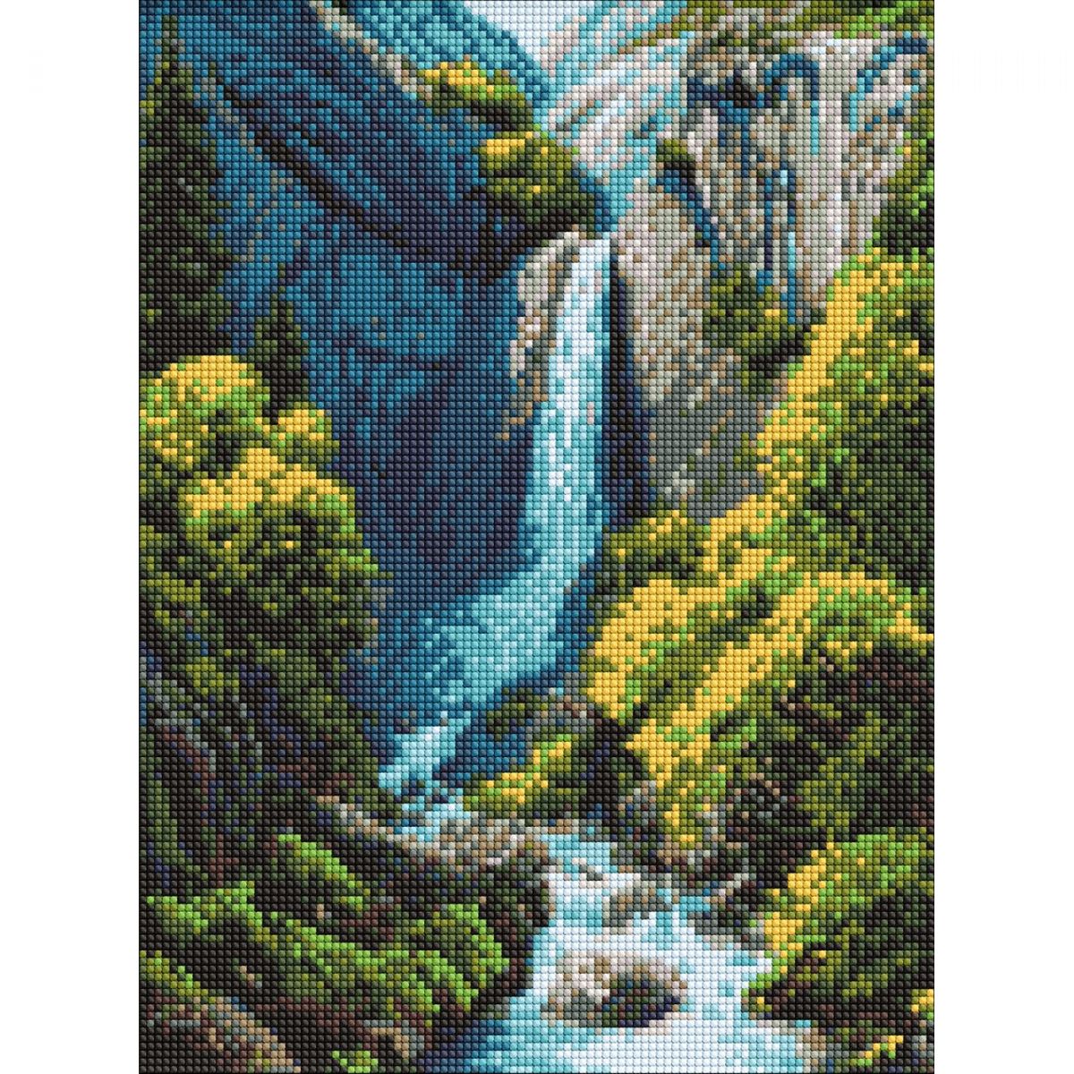 Набір з алмазною мозаїкою "Водоспад у горах" 30х40см  фото 1