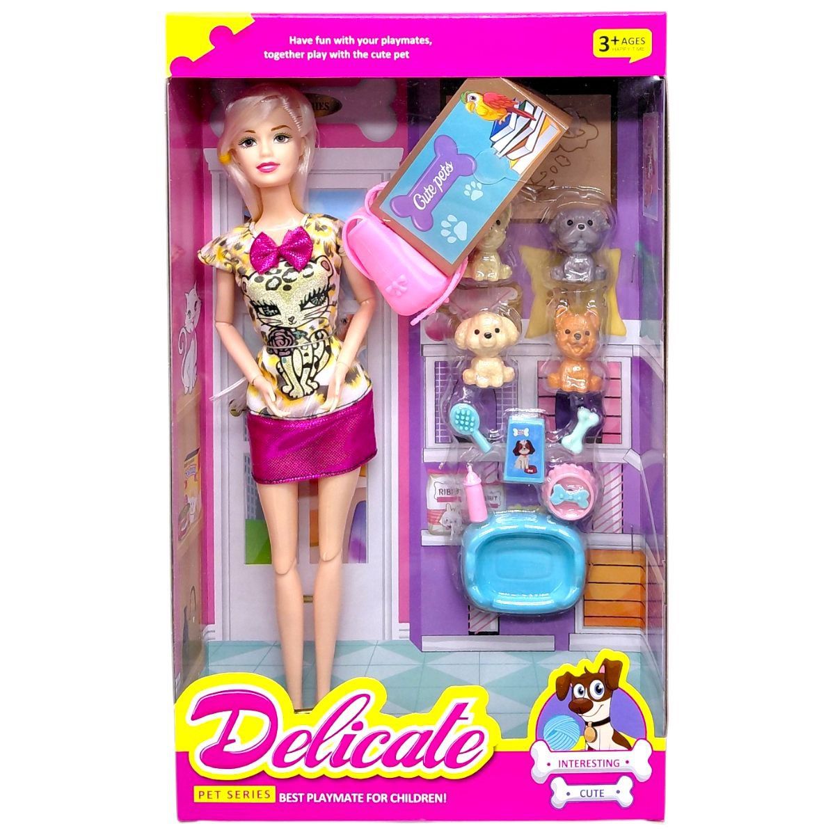 Лялька ВИД 1 (висота 30 см, суглоби на шарнірах, 4 фігурки улюбленців, аксесуари для них, зйомне взуття) ВИД 2  фото 1