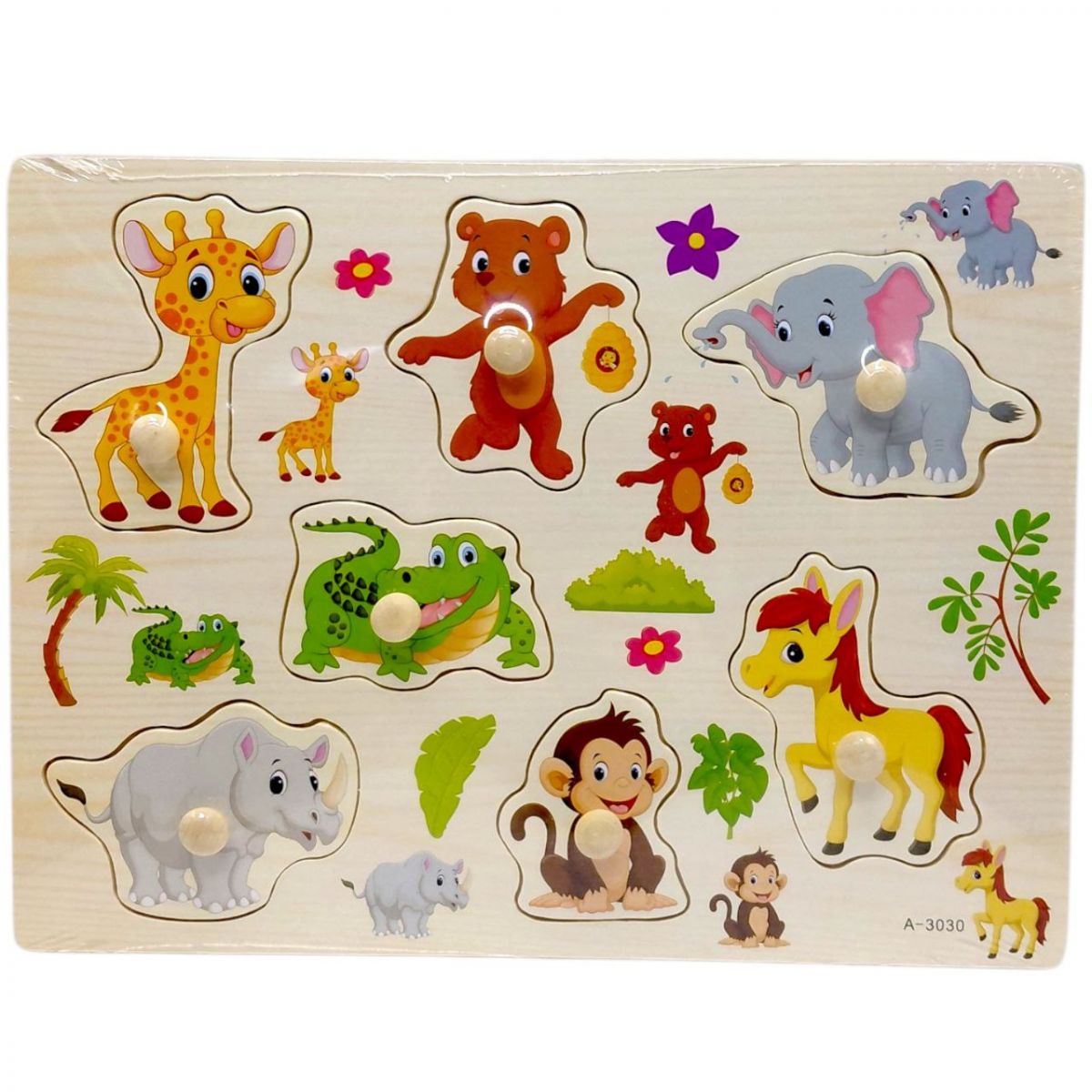 Вкладиші деревʼяні з ручками, 30х22. 5 см (ТВАРИНИ, вид1)  фото 1