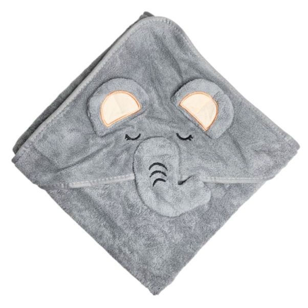Дитячий рушник з капюшоном, розмір 80*80 см (СІРИЙ)  фото 1
