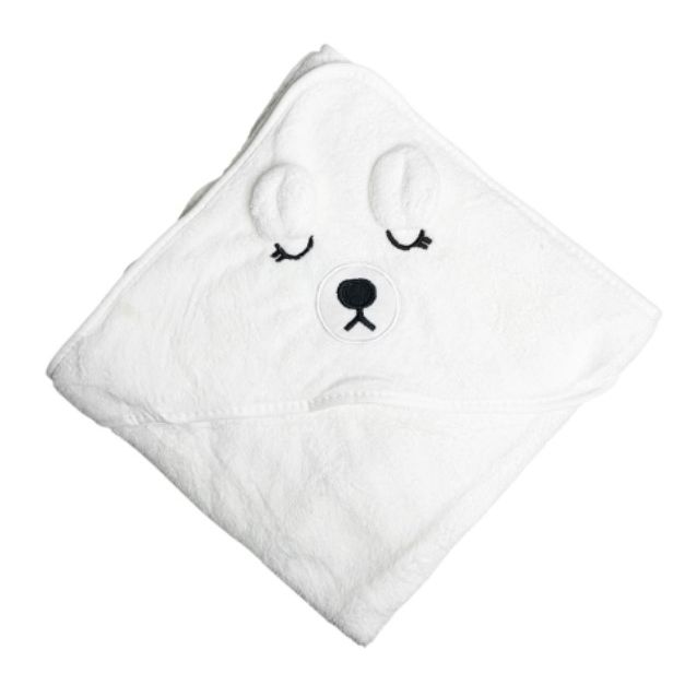 Дитячий рушник з капюшоном, розмір 80*80 см (БІЛИЙ)  фото 1