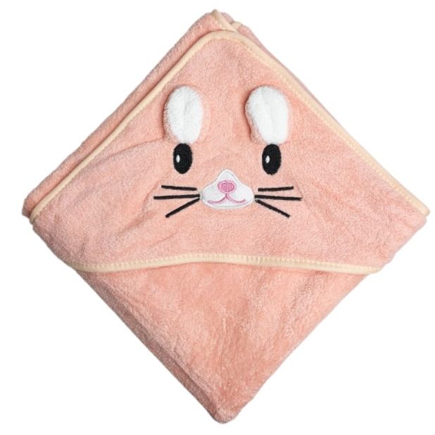 Дитячий рушник з капюшоном, розмір 80*80 см (ПЕРСИКОВИЙ)  фото 1