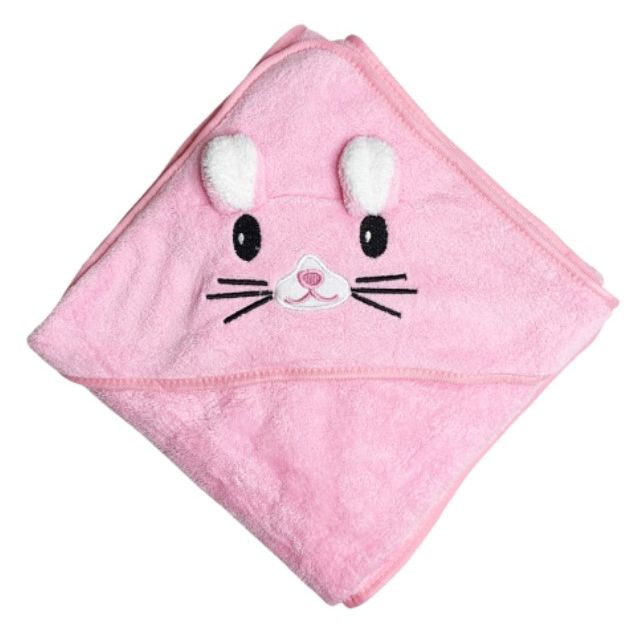 Дитячий рушник з капюшоном, розмір 80*80 см (РОЖЕВИЙ)  фото 1
