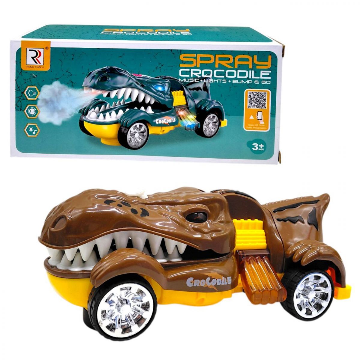 Машина "Крокодил" з димом, світлом і музикою, в коробці ZR192-3 р. 22*8,8*10,4см  фото 1