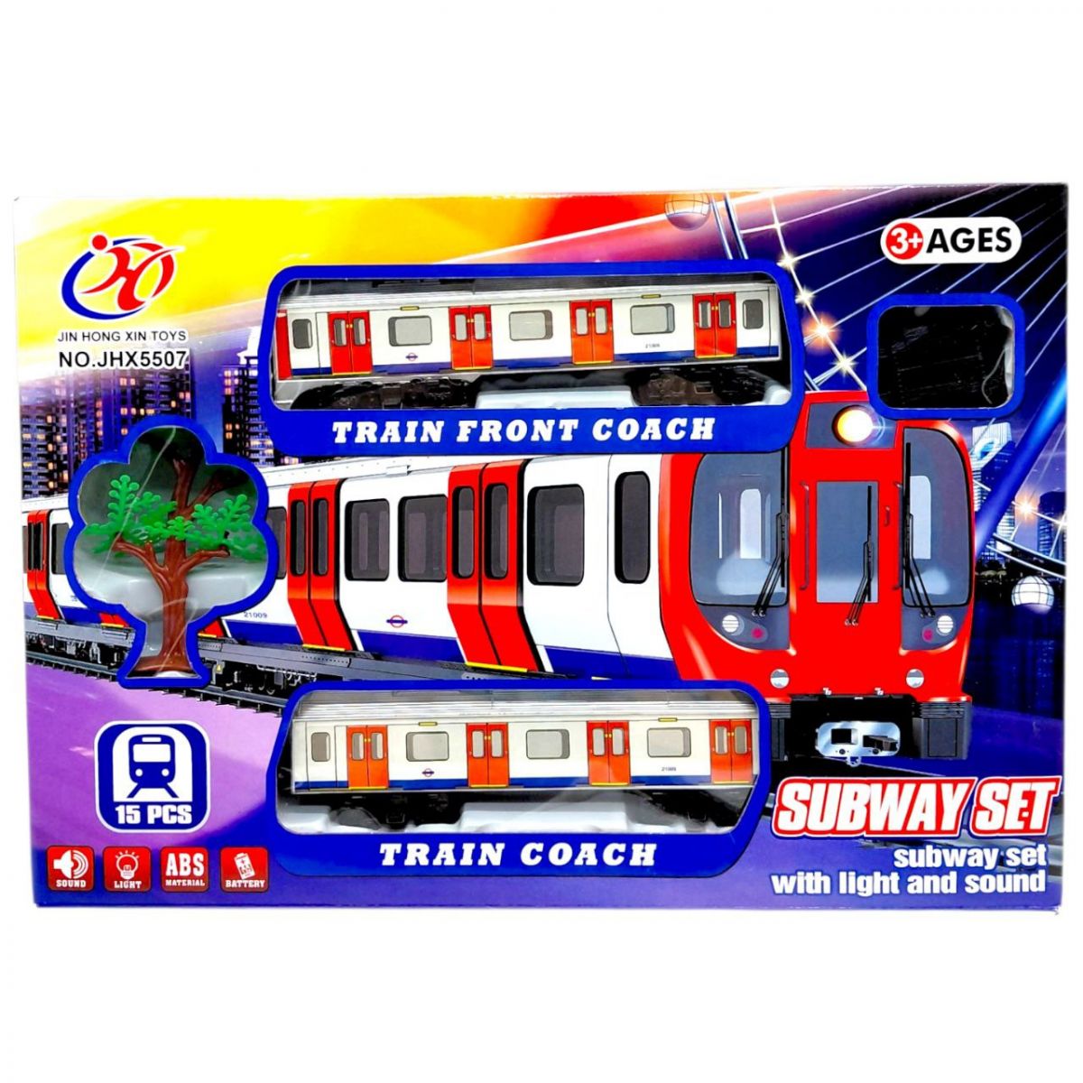 Залізна дорога "Метро" на батарейках, в коробці р. 36x6,5x25 см  фото 1