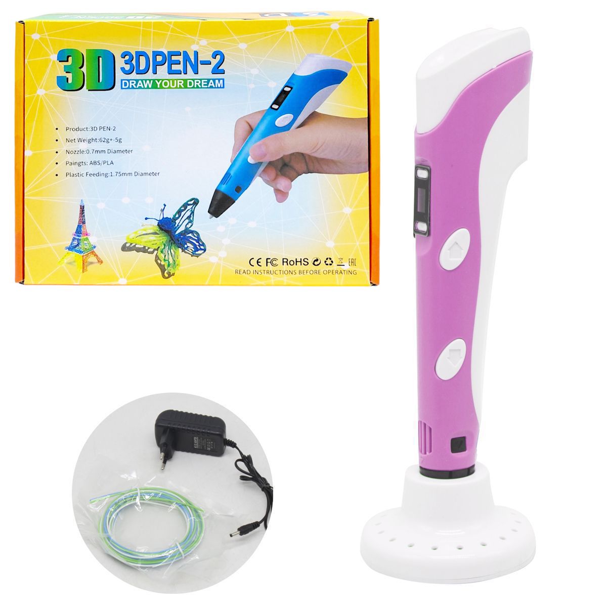Набір 3D-ручка в коробці (Рожево-білий)  фото 1