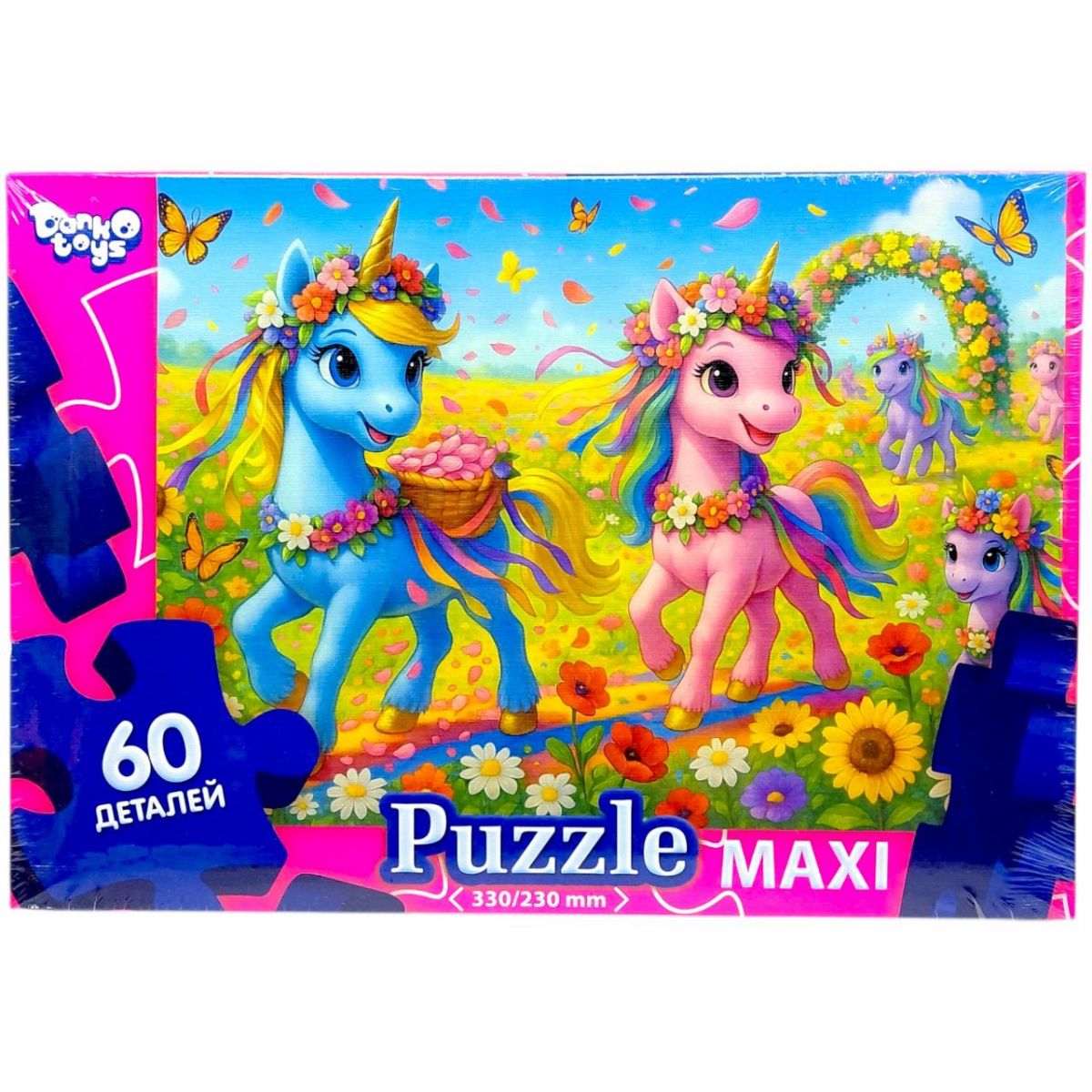 МАКСІ ПАЗЛИ на 60 ЕЛЕМЕНТІВ (Єдинороги в полі)  фото 1