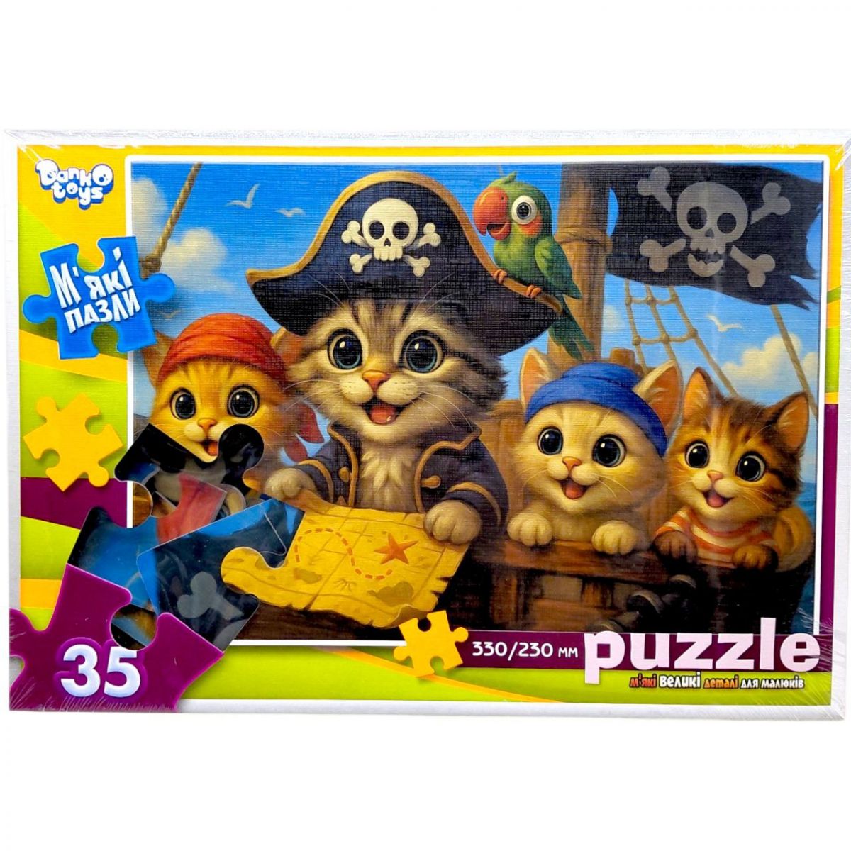 МʼЯКІ ПАЗЛИ 35 ЕЛЕМЕНТІВ (КОТИ ПІРАТИ)  фото 1