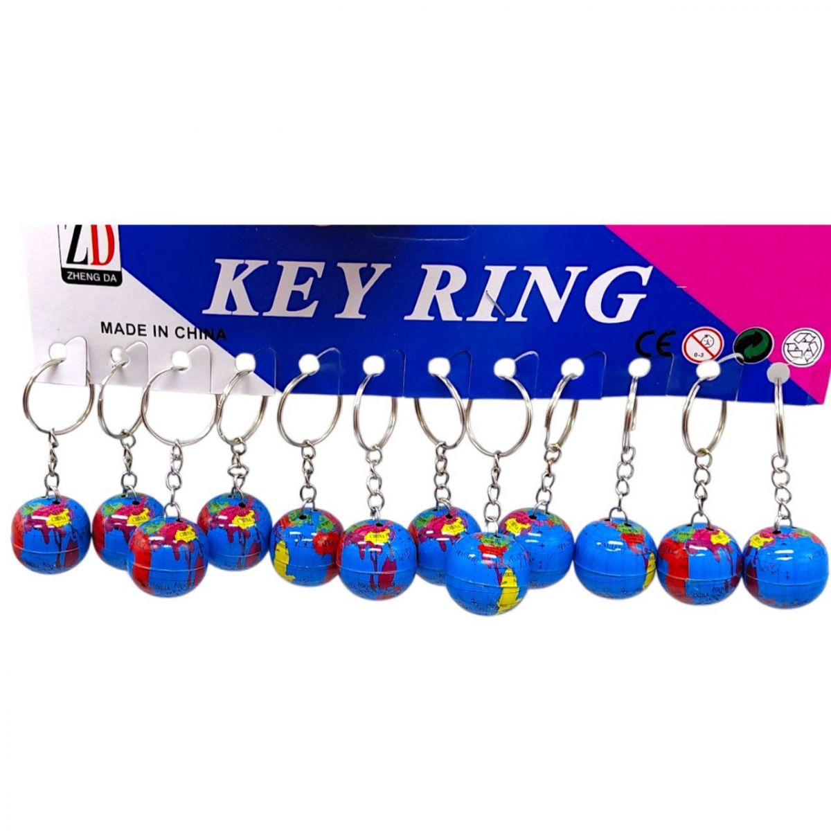 Брелок Глобус, металевий, 6,5 см (12 шт)  фото 1