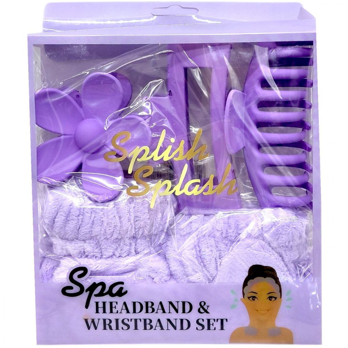 Подарунковий набір «Spa Headband &Wristband Set» фіолетовий  фото 1