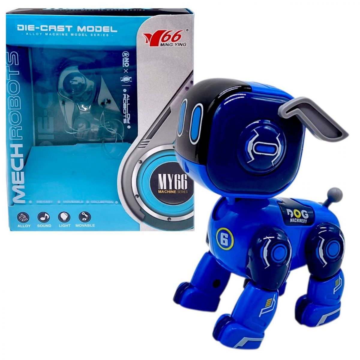 Металлический песик, свет, звук (СИНИЙ)  фото 1