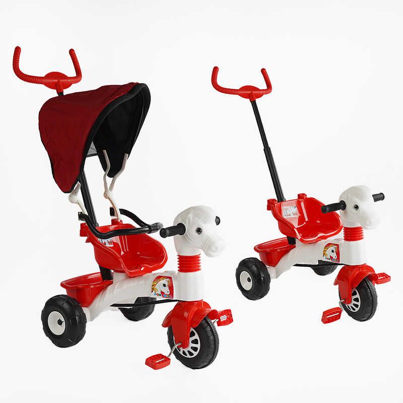 Велосипед трехколесный с родительской ручкой Pilsan (1) свет, звук, корзинка, в пакете  фото 1