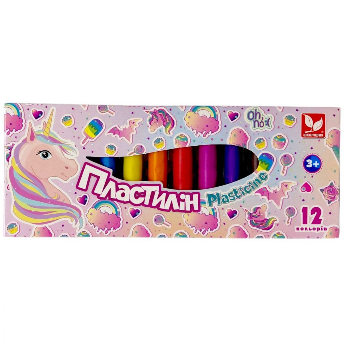 Пластилин круглый восковой Unicorn 12 цветов.  фото 1