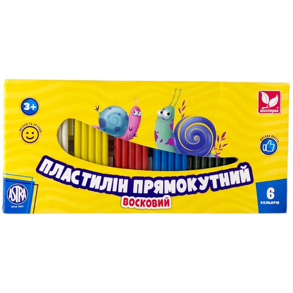 Пластилін прямокутний 6 кольорів  фото 1