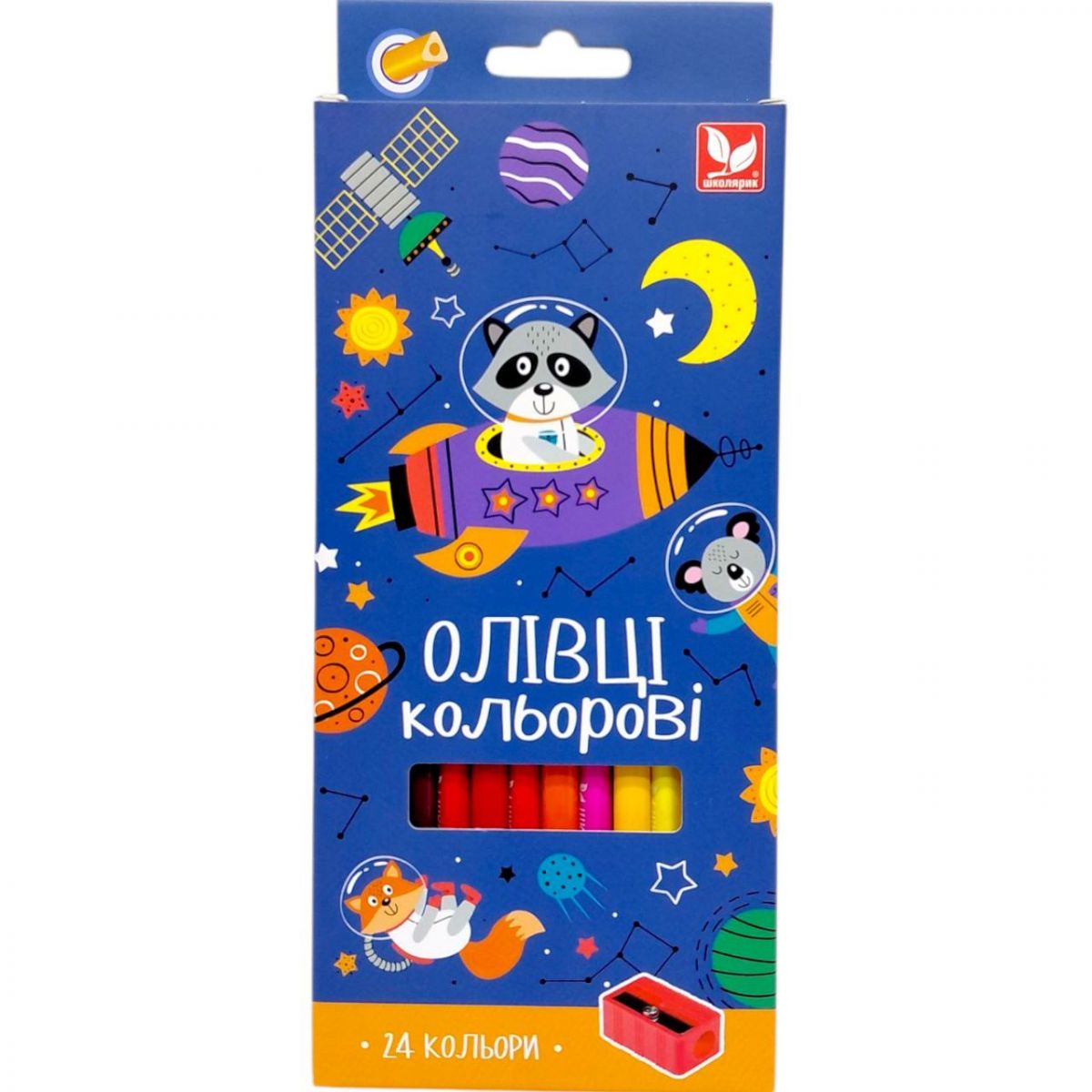 Карандаши цветные трехгранные + стругачка – 24 цвета  фото 1