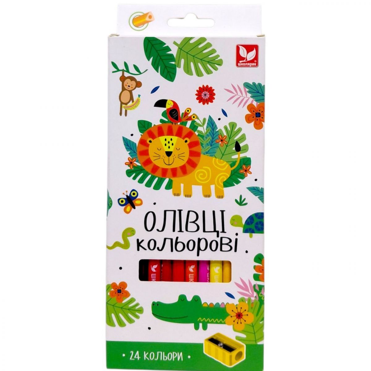 Карандаши цветные трехгранные + точилка - 24 цвета  фото 1