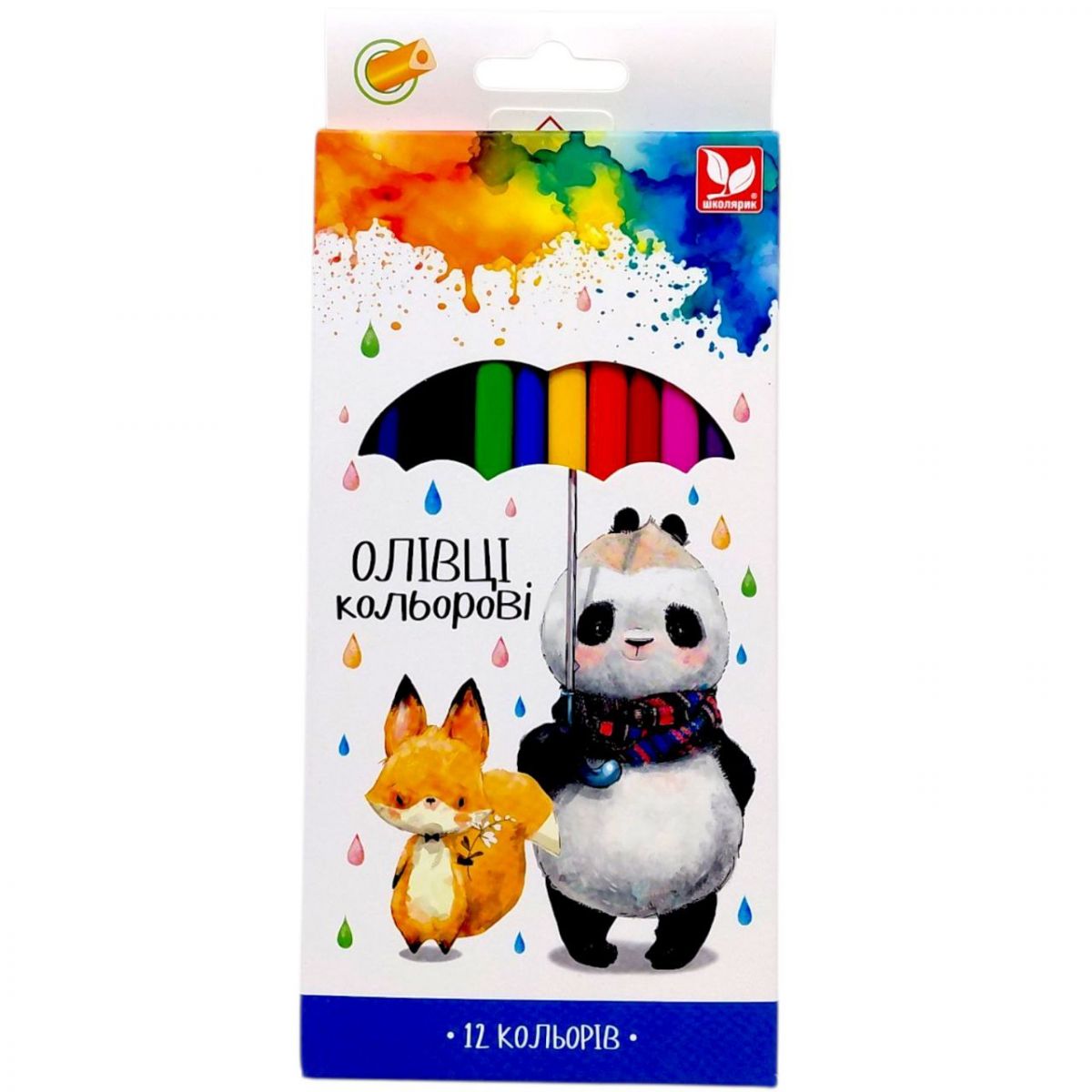 Олівці кольорові тригранні Школярик 12 кольорів  фото 1