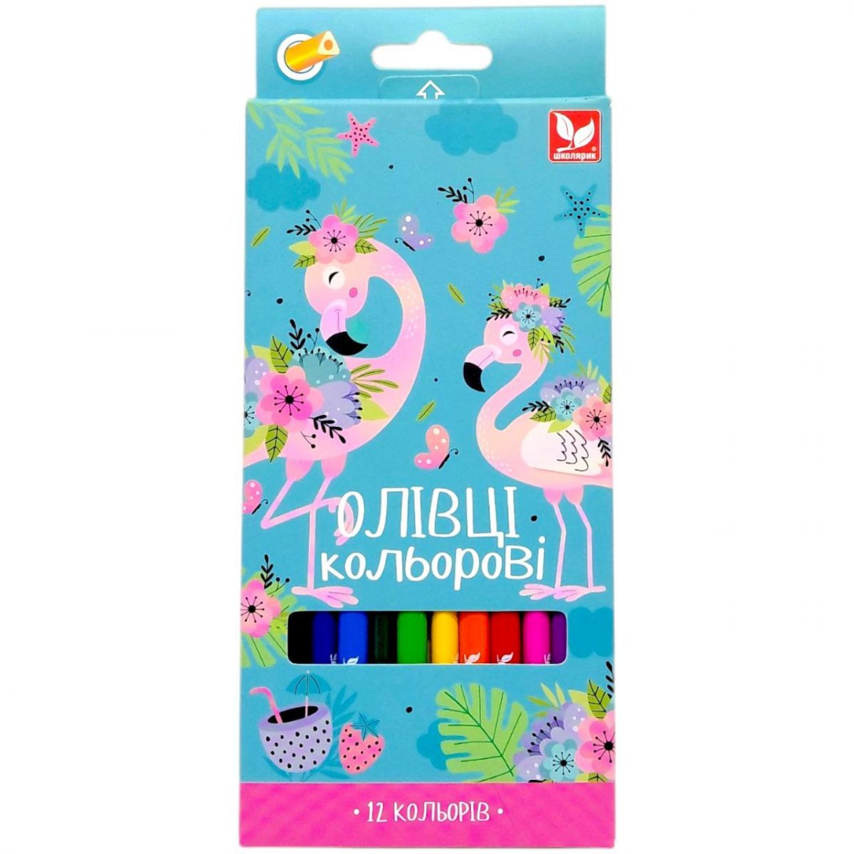 Олівці кольорові тригранні Школярик 12 кольорів  фото 1