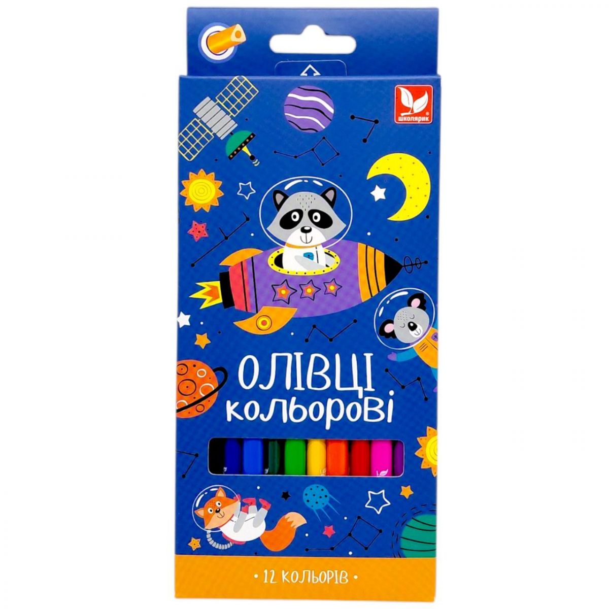 Олівці кольорові тригранні Школярик 12 кольорів  фото 1