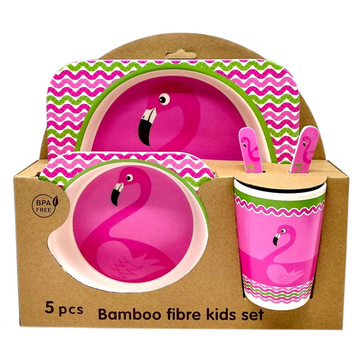 Набір дитячого бамбукового посуду (ФЛАМІНГО)  фото 1