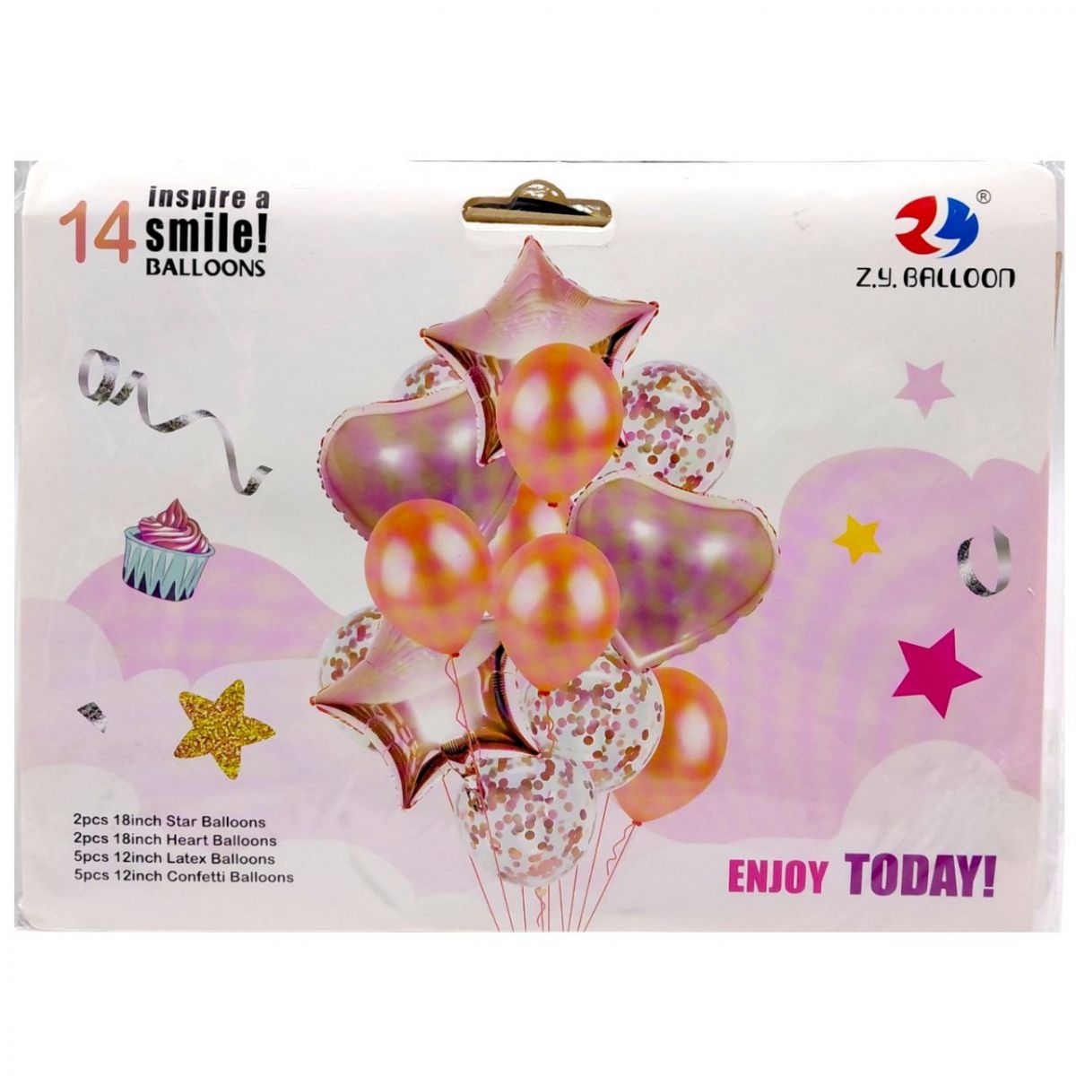 Кульки набір-букет 14 шт ENJOY TODAY (БРОНЗОВИЙ)  фото 1