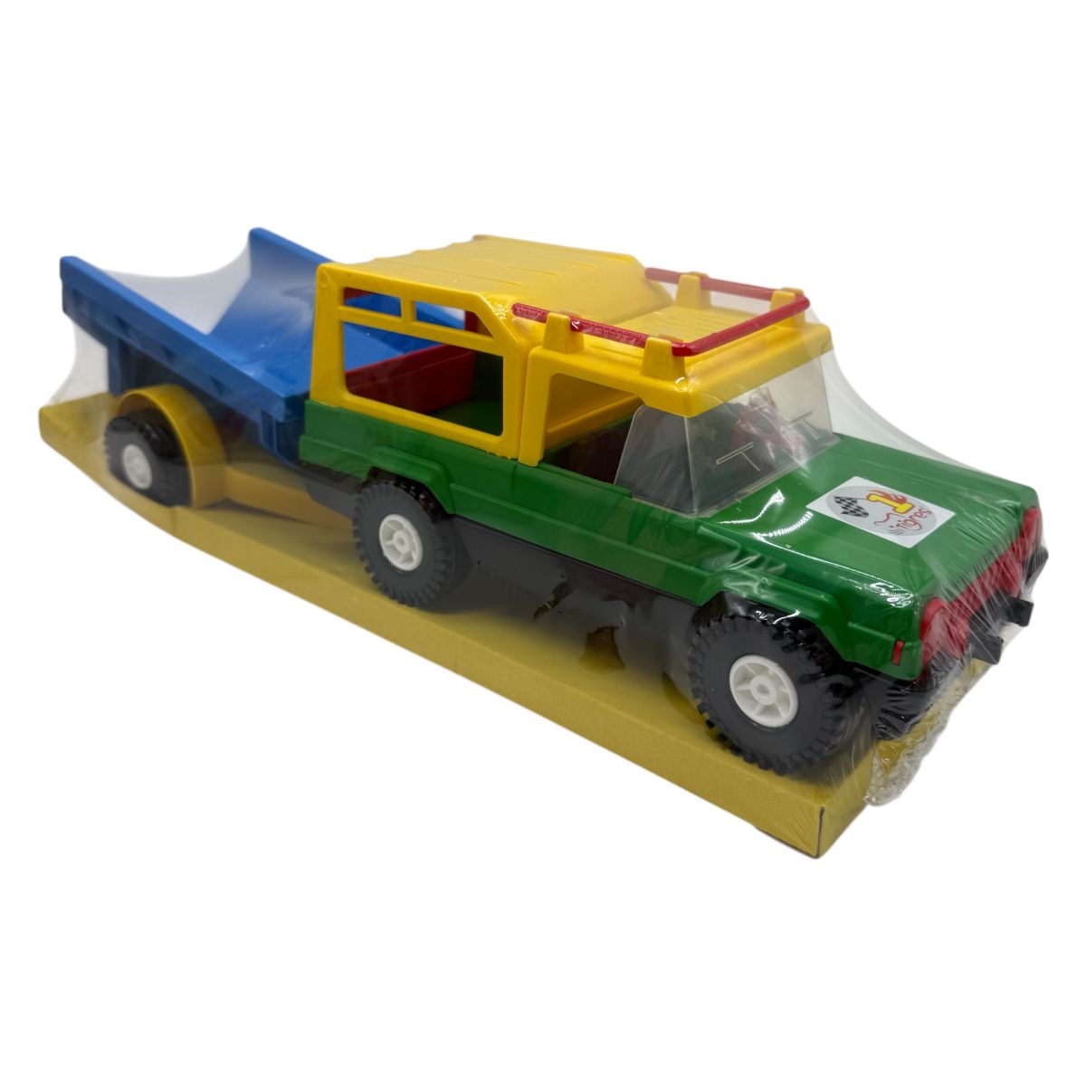 Машина "Мерс с коневозом" (зеленый + синий прицеп)  фото 1