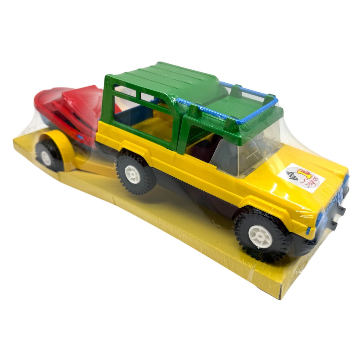 Машина "Мерс з коневози" (жовтий + червоний катер)  фото 1