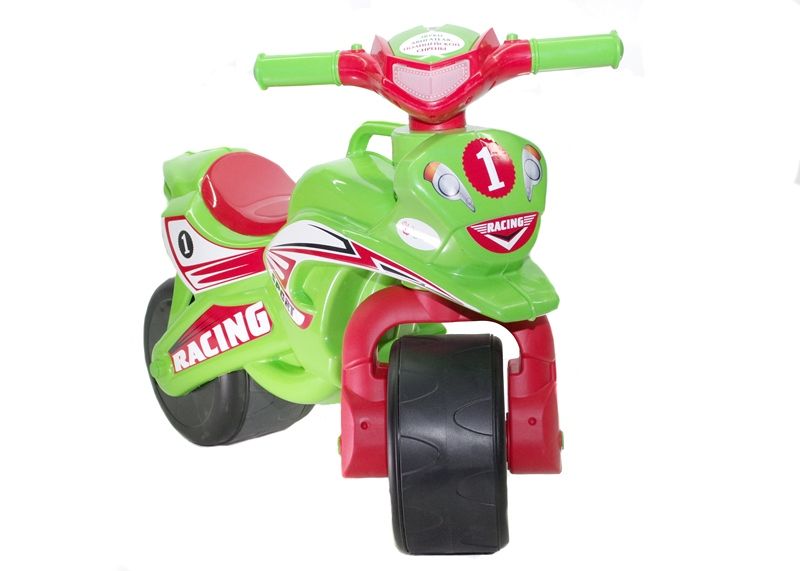 Уцінка.  Мотоцикл-каталка "Спорт" (салатовий) музичний - Побитий на куті пластик  фото 1