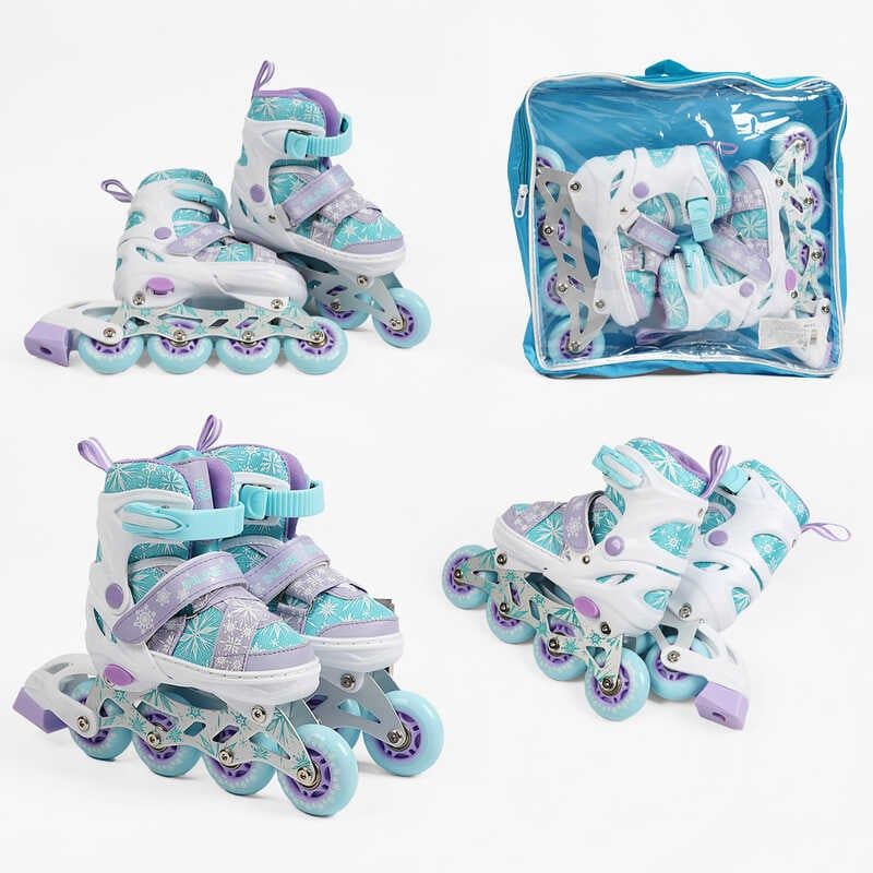 Ролики розмір 29-33 (6) колір Бірюзовий, устілка 18-20 см, колеса PU, d коліс – 6 см, підсвічування коліс, в сумці  фото 1