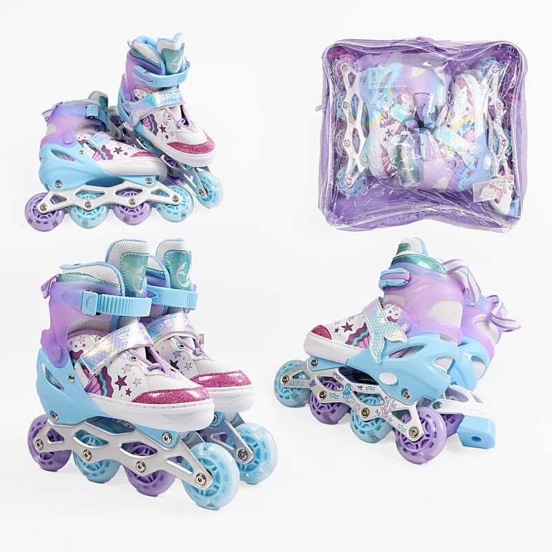 Ролики розмір 34-38 (6) колір Фіолетовий, устілка 22-24 см, колеса PU, d коліс – 6 см, підсвічування коліс, в сумці  фото 1