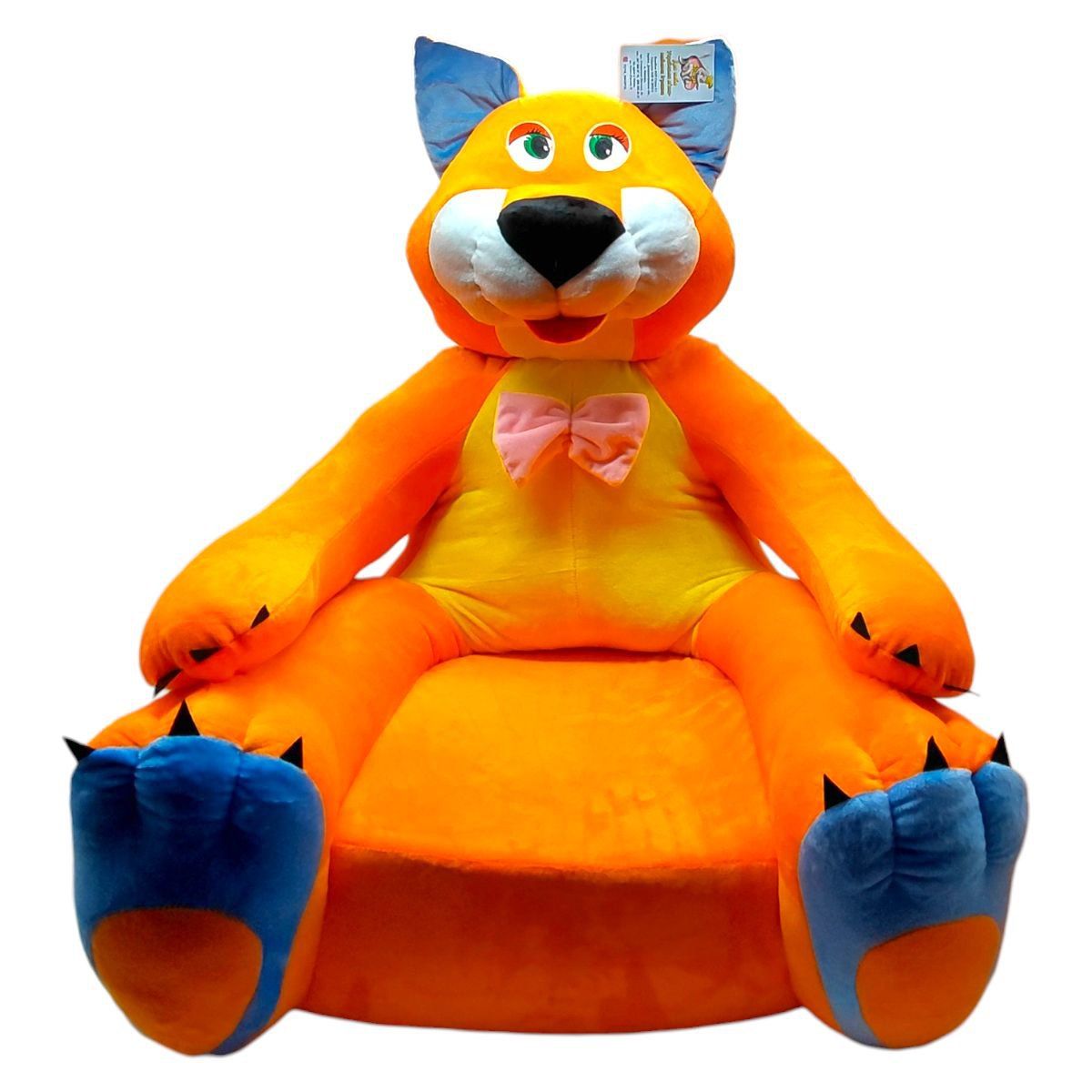 Мʼяке дитяче крісло "Котик" 70 х 60 х 60 см (ЯСКРАВО-ПОМАРАНЧЕВИЙ)  фото 1
