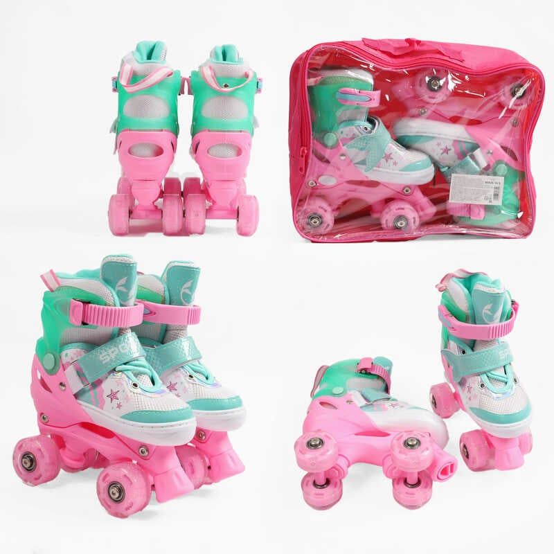 Ролики розмір S 31-34 (6) колір Бірюзовий, устілка 19-21 см, колеса PU, КОЛЕСА ЗІ СВІТЛОМ, d коліс – 4,5 см, в сумці  фото 1