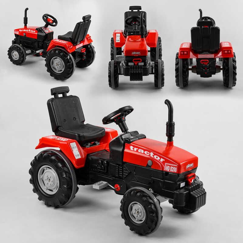 Трактор с педалями ВЕЛИКИЙ Pilsan, цвет КРАСНЫЙ, прорезиненные колеса, регулируемое сиденье, клаксон на руле  фото 1
