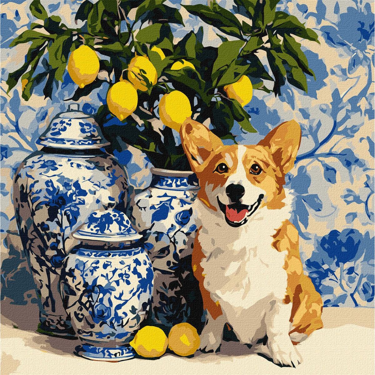 Картина по номерах "Коргі та лимони" 40х40 см  фото 1