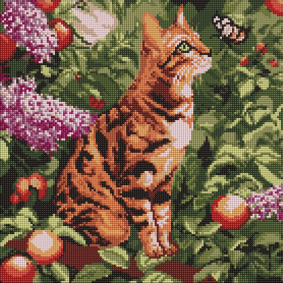 Алмазна мозаїка "Бенгальський кіт" 40х40 см  фото 1