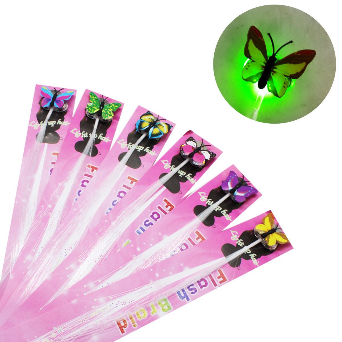 Набір прикрас "Метелики", пасмо, підсвічування, ефект перливання (мікс видів)  фото 1