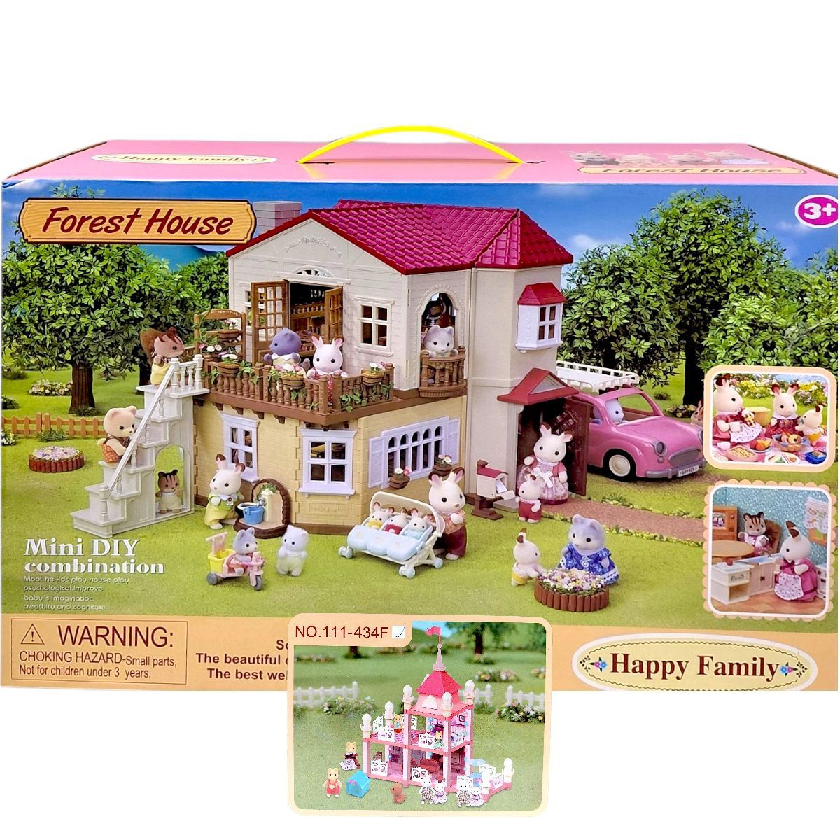 Будиночок, 2 флоксові тварини, підсвічування, меблі, в коробці  фото 1