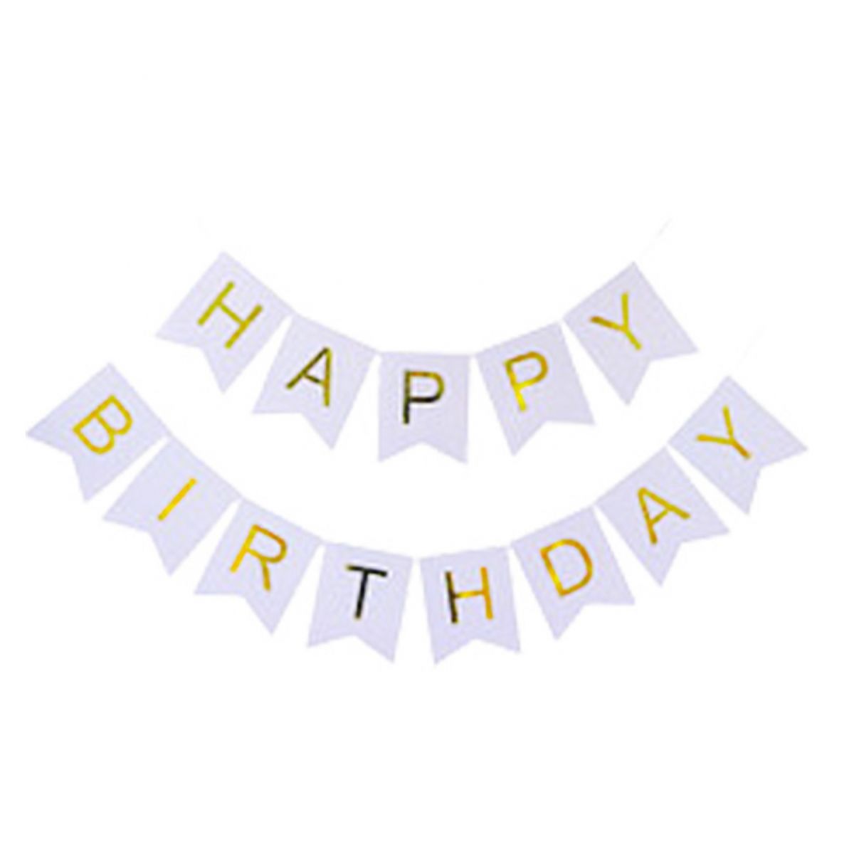 Гирлянда-растяжка флажки "Happy birthday" 12*16см-5м, серебро  фото 1