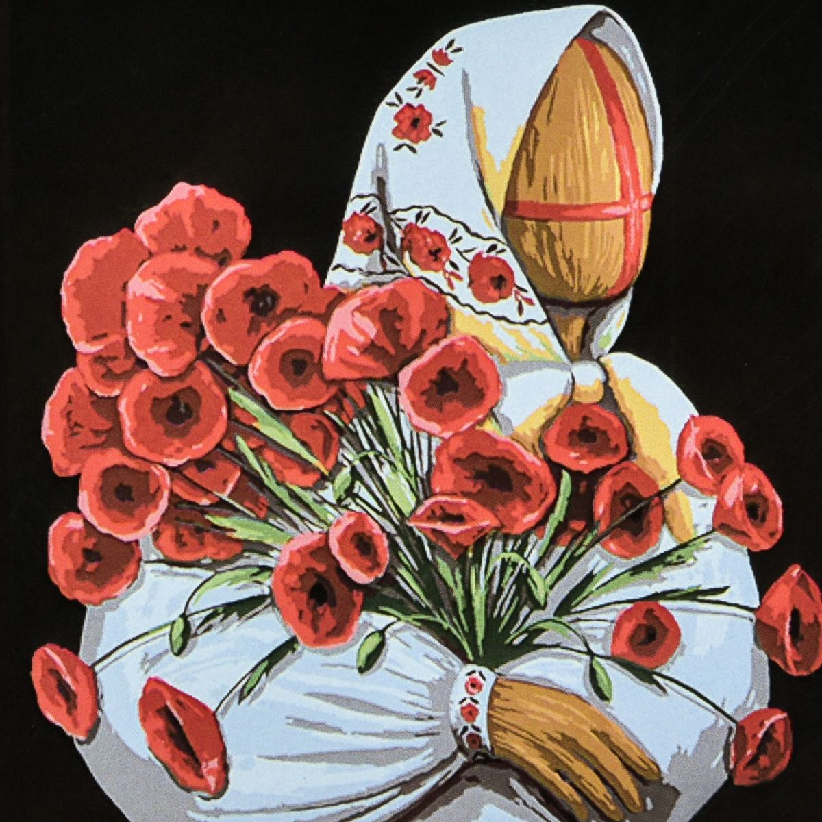 Картина по номерах на чорному фоні "Маковія" 40х40 см  фото 1