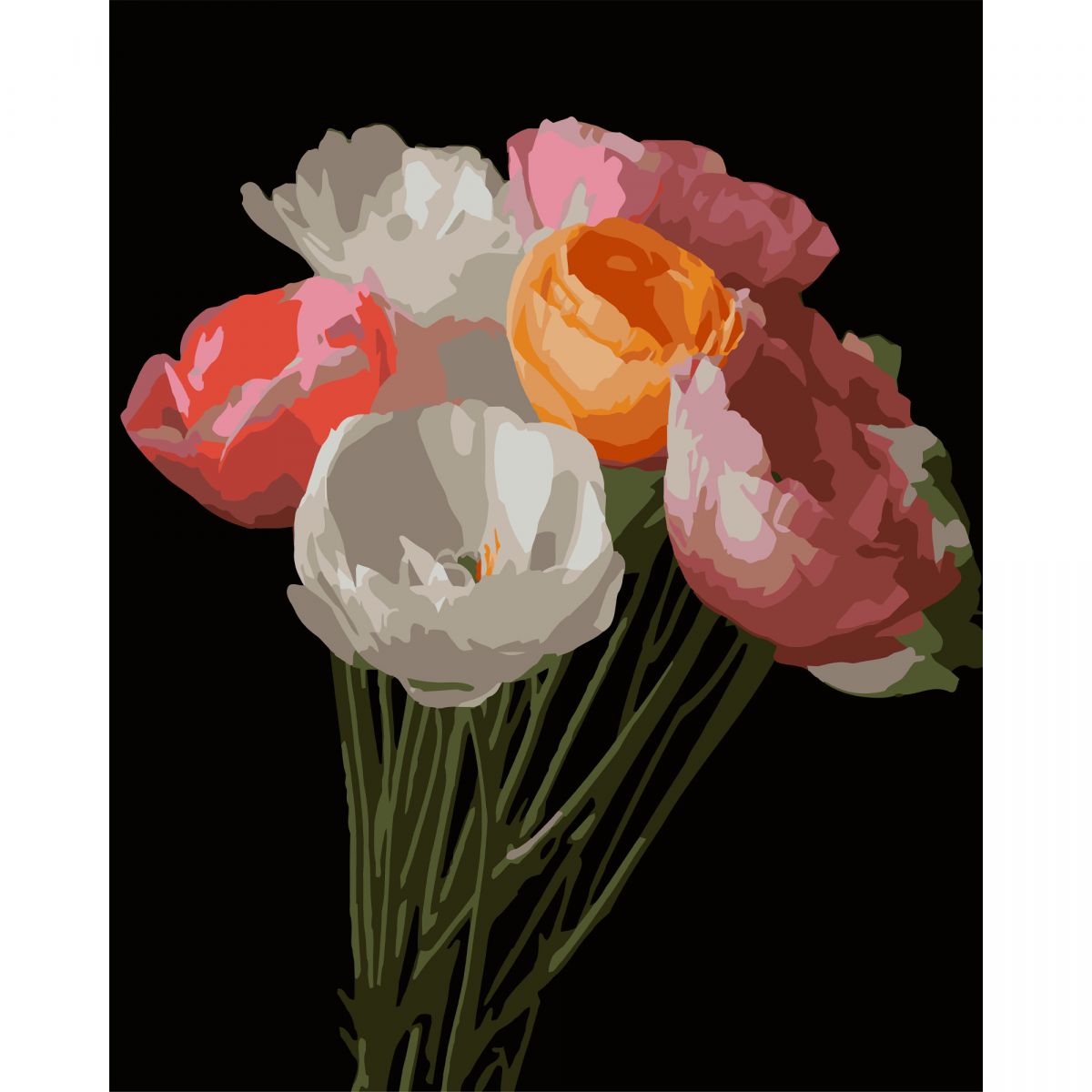 Картина за номерами на чорному фоні "Весняний букет" 40Х50 см  фото 1