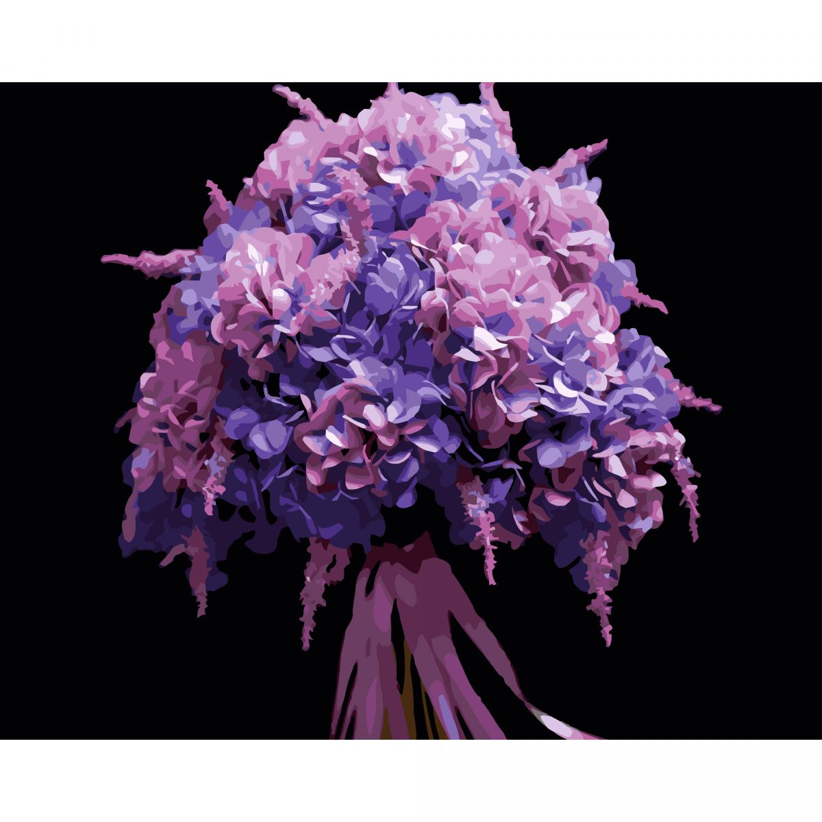 Картина за номерами на чорному фоні "Рожева гліцинія" 40Х50 см  фото 1