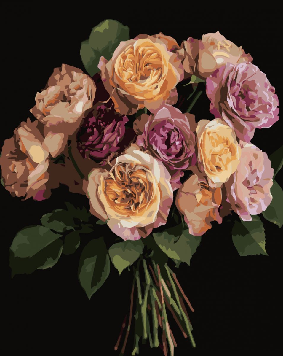 Картина за номерами Strateg Помаранчевий букет  на чорному фоні 40Х50 (AH1279)  фото 1