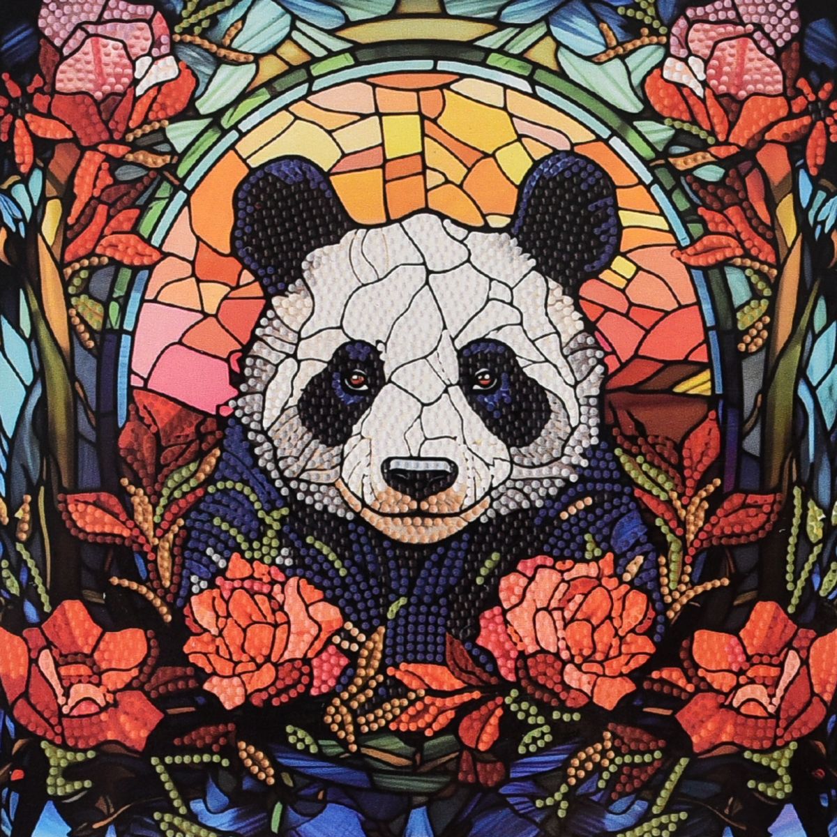 Алмазна мозаїка "Панда серед троянд" 30х30 см  фото 1