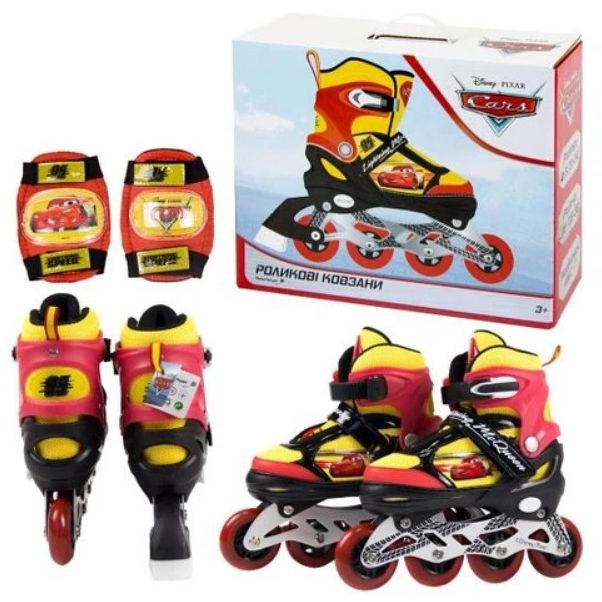Ролики "Cars/Тачки", розмір S (31-34), pu 1 світло із захистом  фото 1