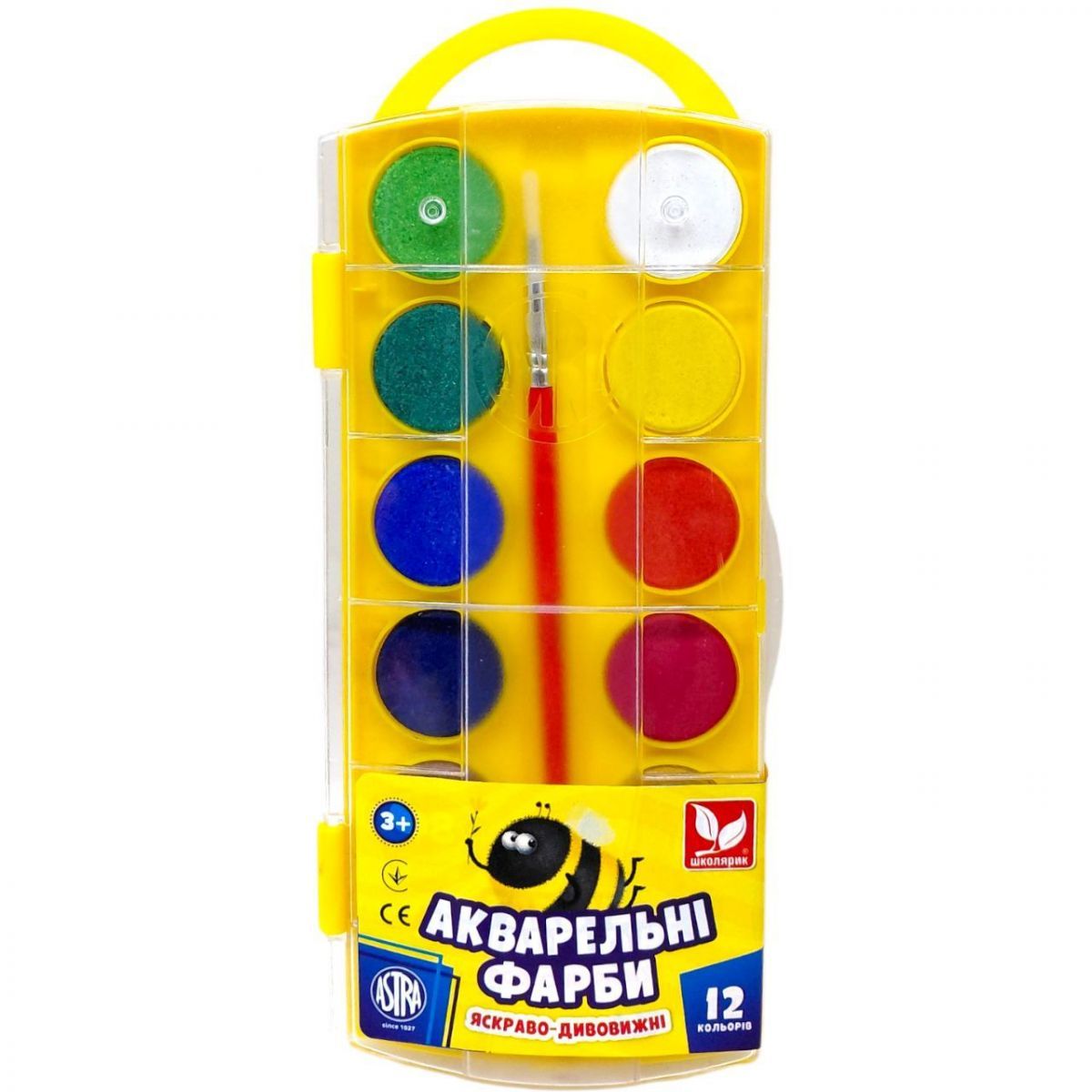 Уцінка.  Фарби акварельні 12 кольорів - Відколотий пластик  фото 1