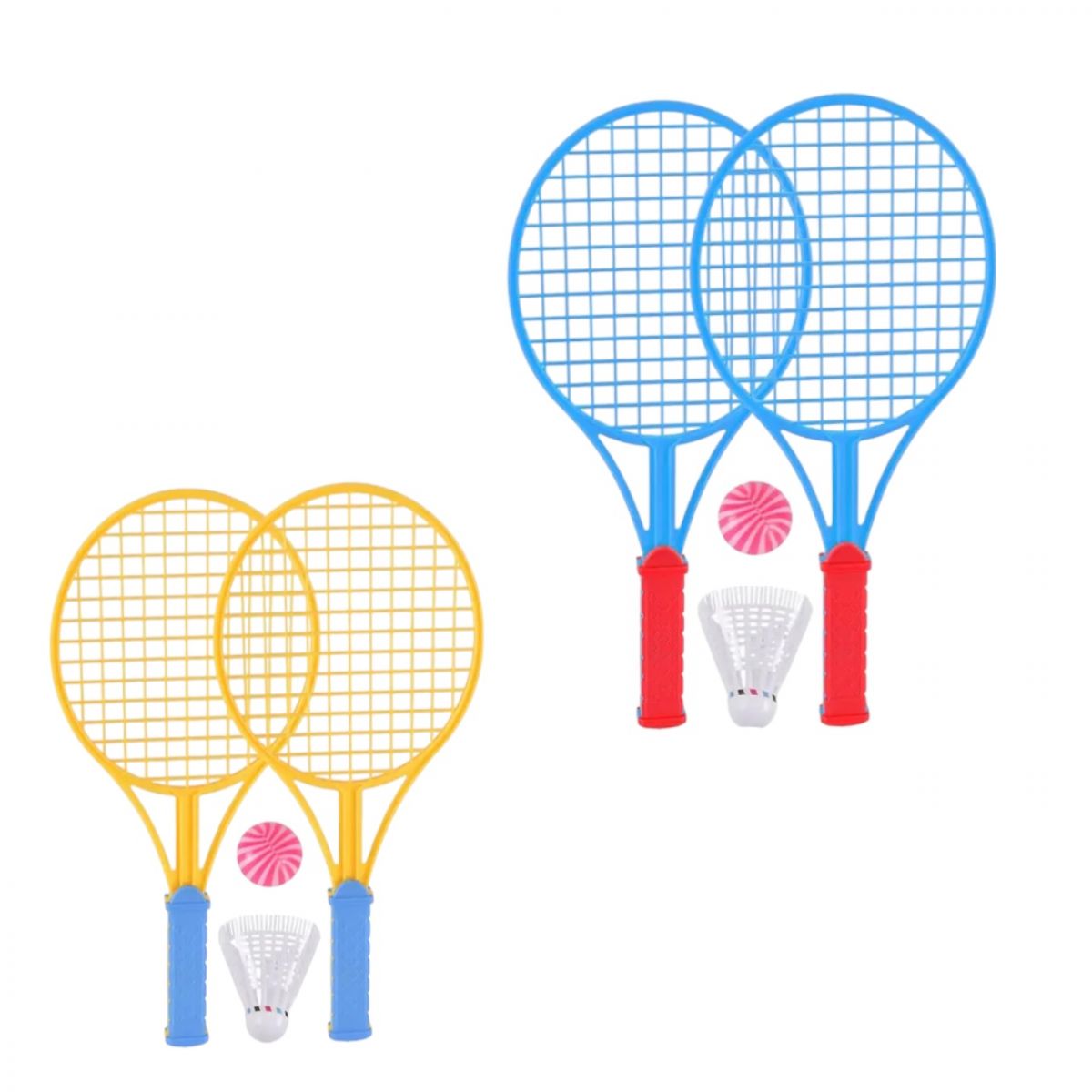 Набір ракеток 2 ракетки, воланчик і мʼячик у сітці 4 кольори  фото 1