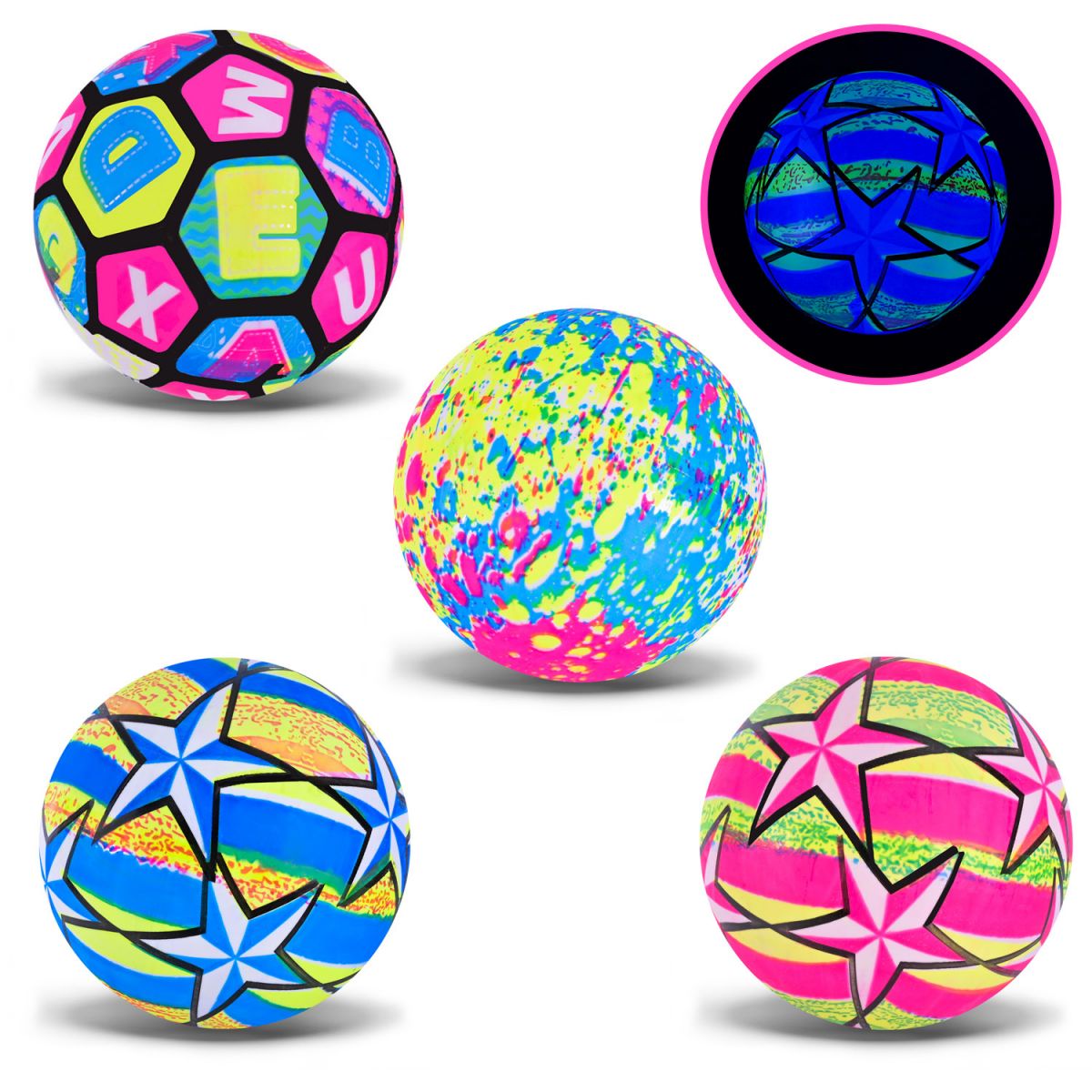 Мʼяч гумовий, 22 см 70 грам, світло (мікс кольорів)  фото 1