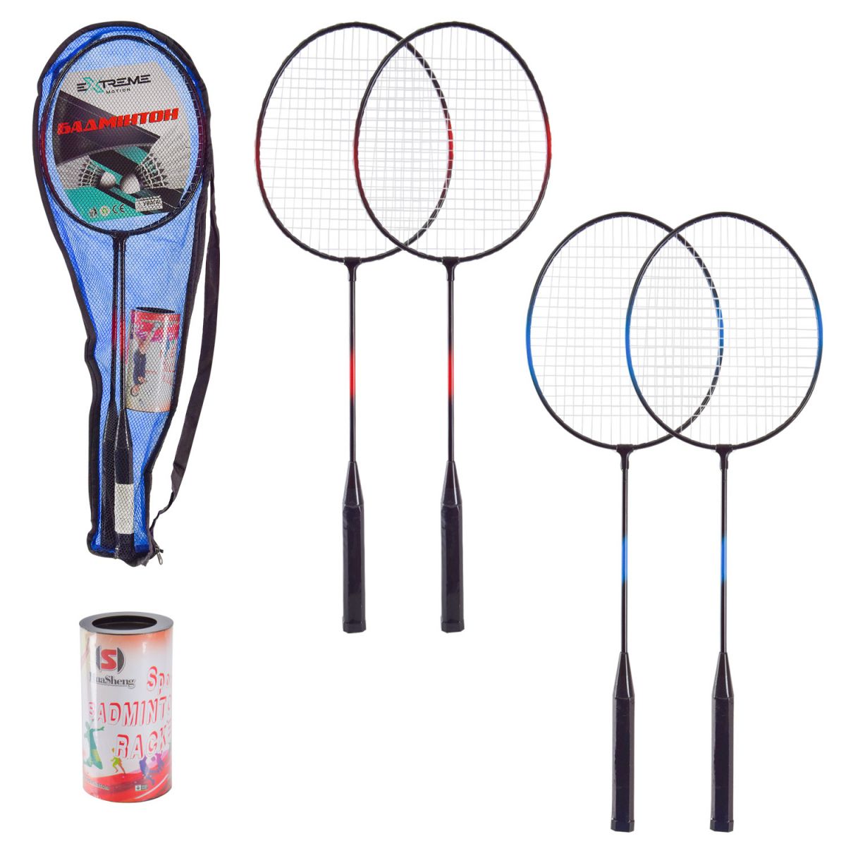 Бадмiнтон 2 ракетки+ 3 волана у чохлі 65 см (мікс)  фото 1