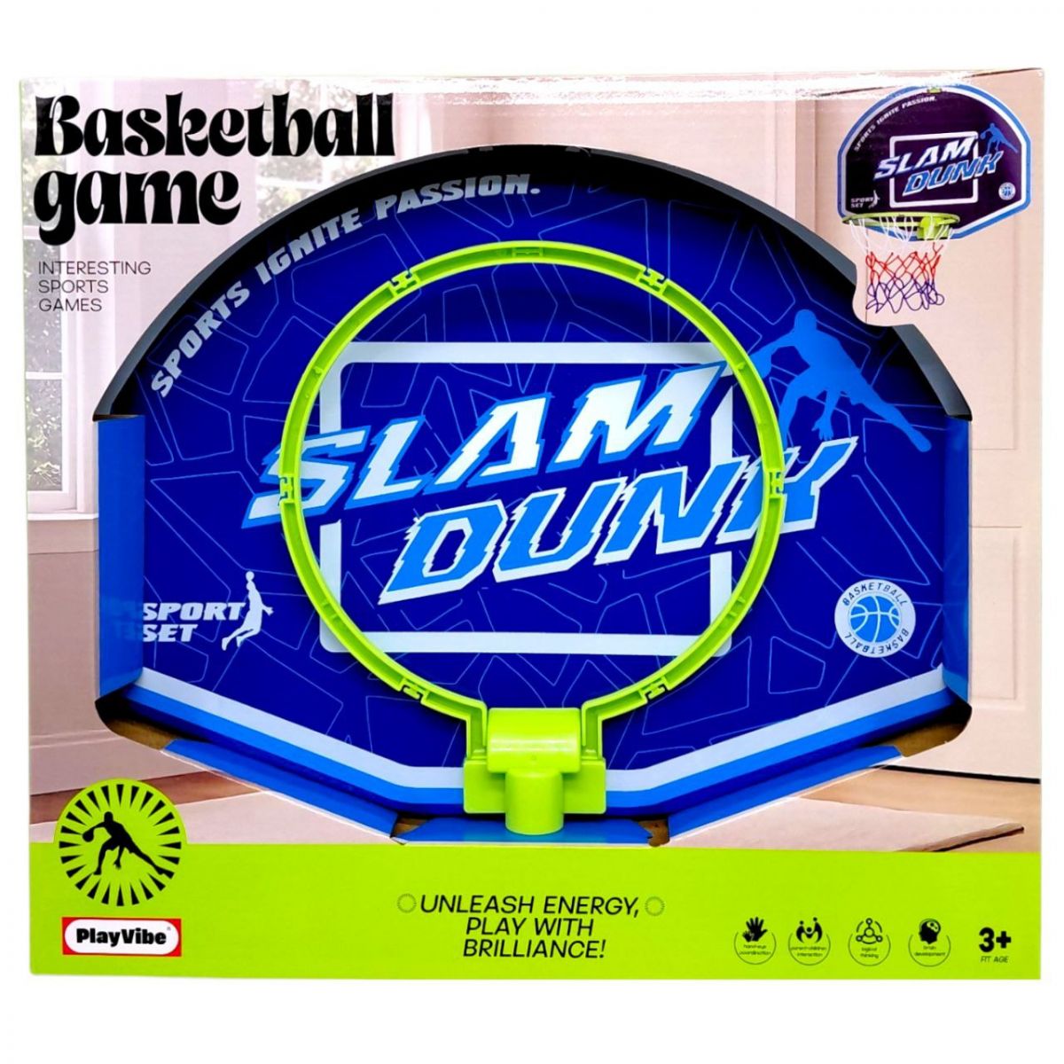 Баскетбольний набір (мʼяч, кошик, гачок для кріплення, насос короб.  37*4*33,5 см)  фото 1