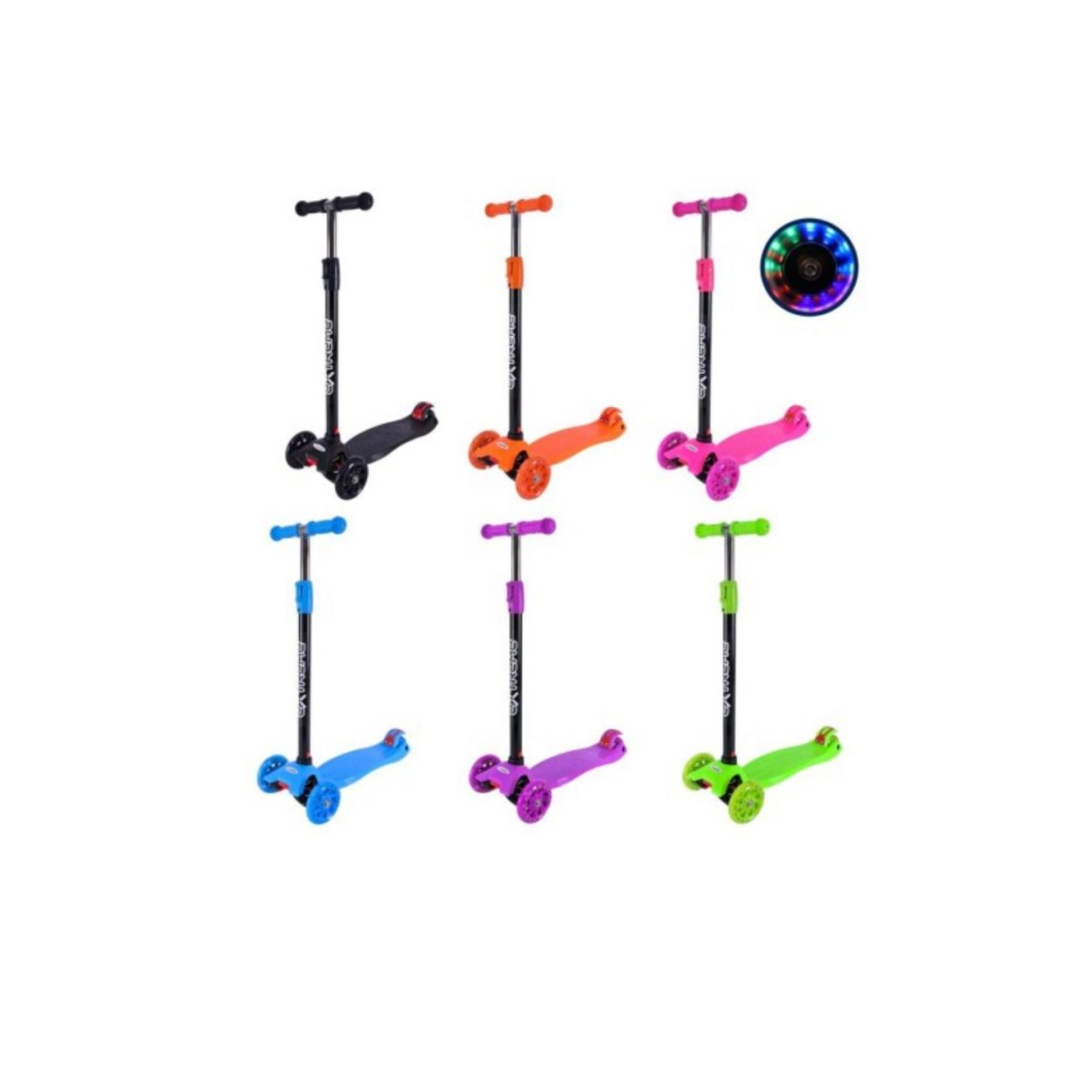Самокат дитячий 4-х коліс.  арт.  SC25221 (10шт)  MAXI, колеса PU світяться,  6 кольорів мікс, пакет  фото 1